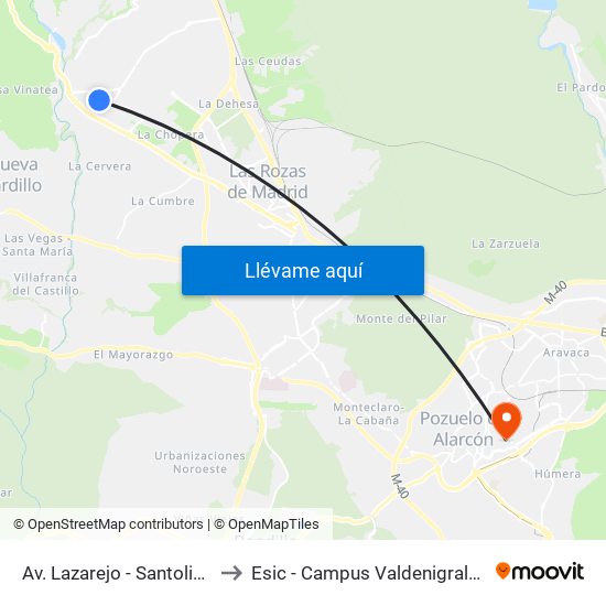 Av. Lazarejo - Santolina to Esic - Campus Valdenigrales map
