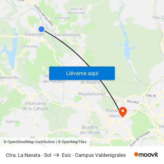 Ctra. La Navata - Sol to Esic - Campus Valdenigrales map