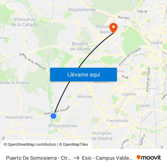 Puerto De Somosierra - Ctra. M-413 to Esic - Campus Valdenigrales map