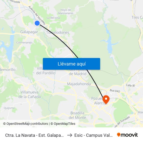 Ctra. La Navata - Est. Galapagar La Navata to Esic - Campus Valdenigrales map