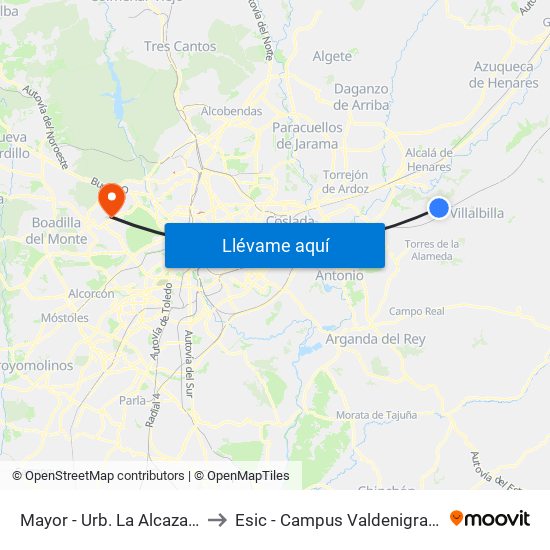 Mayor - Urb. La Alcazaba to Esic - Campus Valdenigrales map