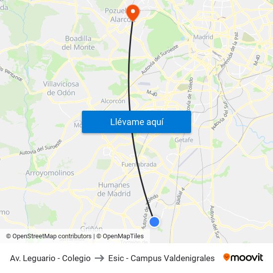 Av. Leguario - Colegio to Esic - Campus Valdenigrales map