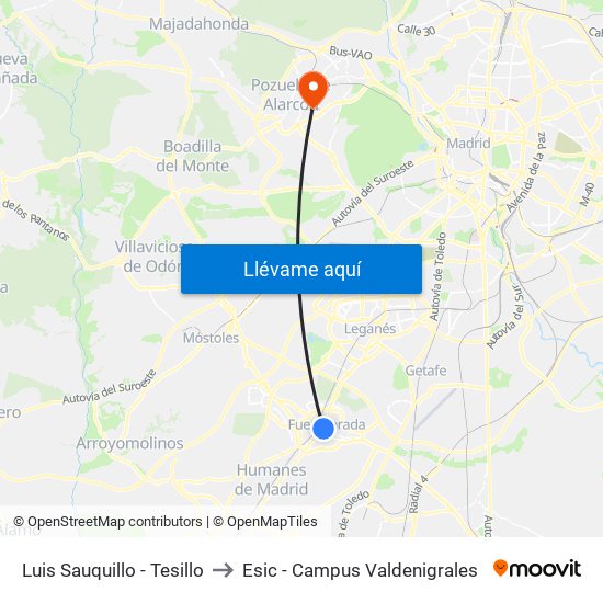 Luis Sauquillo - Tesillo to Esic - Campus Valdenigrales map