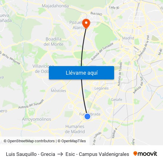 Luis Sauquillo - Grecia to Esic - Campus Valdenigrales map
