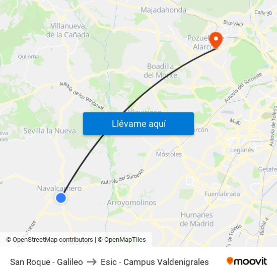 San Roque - Galileo to Esic - Campus Valdenigrales map
