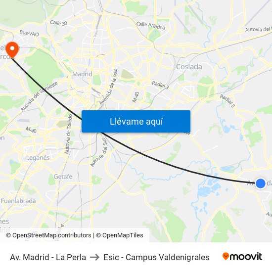 Av. Madrid - La Perla to Esic - Campus Valdenigrales map
