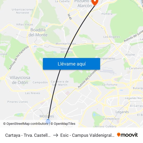 Cartaya - Trva. Castellón to Esic - Campus Valdenigrales map