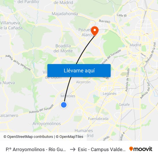P.º Arroyomolinos - Río Guadalquivir to Esic - Campus Valdenigrales map