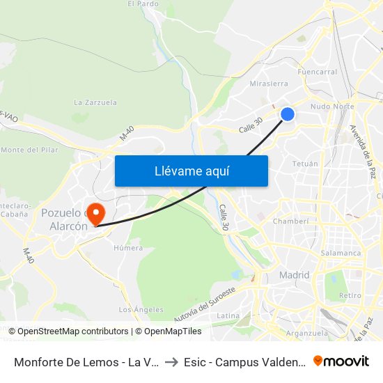 Monforte De Lemos - La Vaguada to Esic - Campus Valdenigrales map