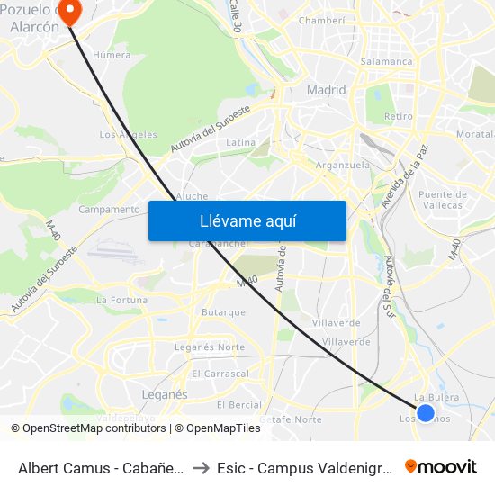 Albert Camus - Cabañeros to Esic - Campus Valdenigrales map