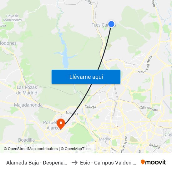 Alameda Baja - Despeñaperros to Esic - Campus Valdenigrales map