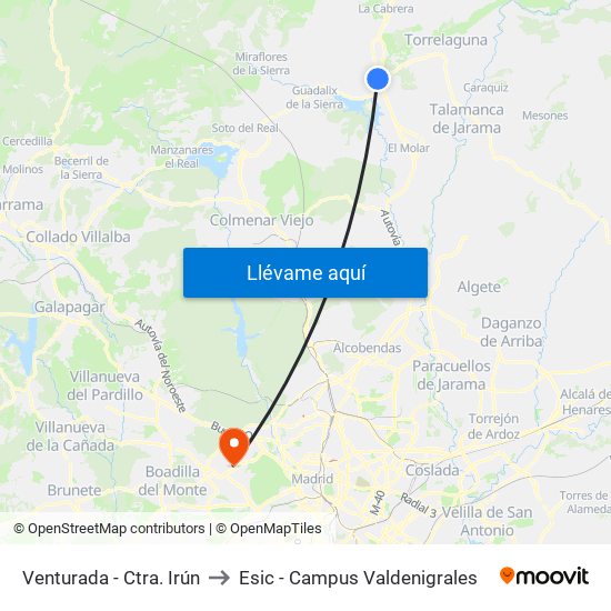 Venturada - Ctra. Irún to Esic - Campus Valdenigrales map