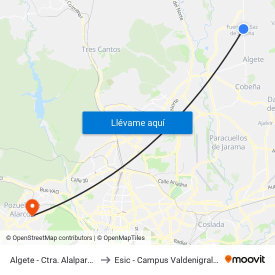 Algete - Ctra. Alalpardo to Esic - Campus Valdenigrales map