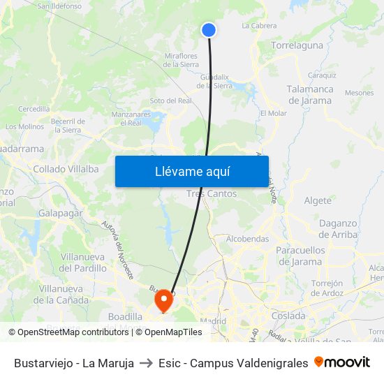 Bustarviejo - La Maruja to Esic - Campus Valdenigrales map