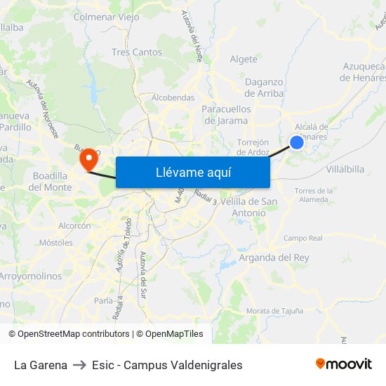 La Garena to Esic - Campus Valdenigrales map