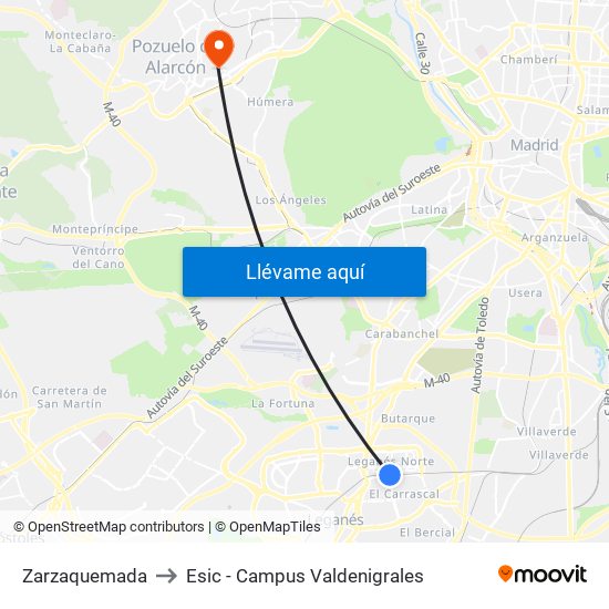 Zarzaquemada to Esic - Campus Valdenigrales map