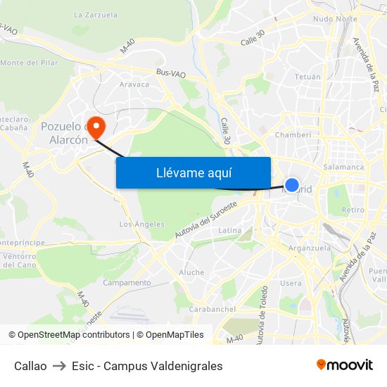 Callao to Esic - Campus Valdenigrales map