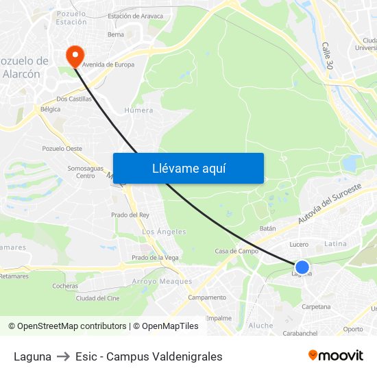 Laguna to Esic - Campus Valdenigrales map