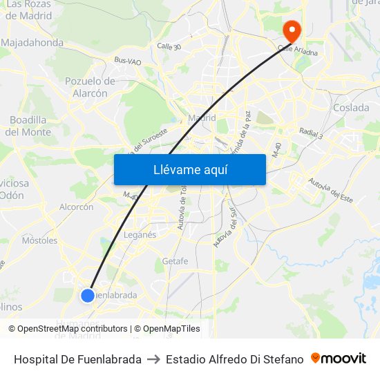 Hospital De Fuenlabrada to Estadio Alfredo Di Stefano map