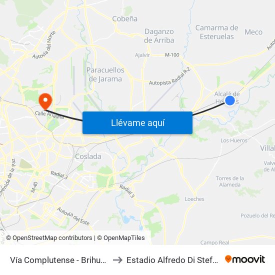 Vía Complutense - Brihuega to Estadio Alfredo Di Stefano map