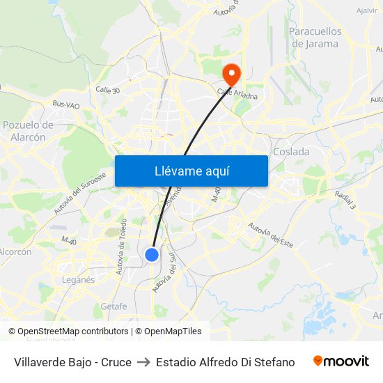 Villaverde Bajo - Cruce to Estadio Alfredo Di Stefano map