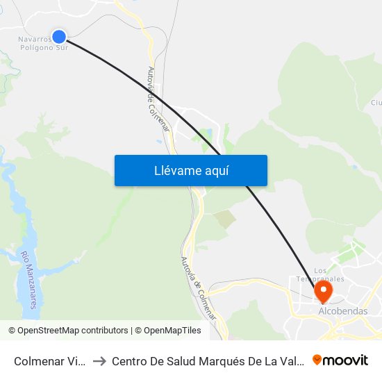 Colmenar Viejo to Centro De Salud Marqués De La Valdavia map