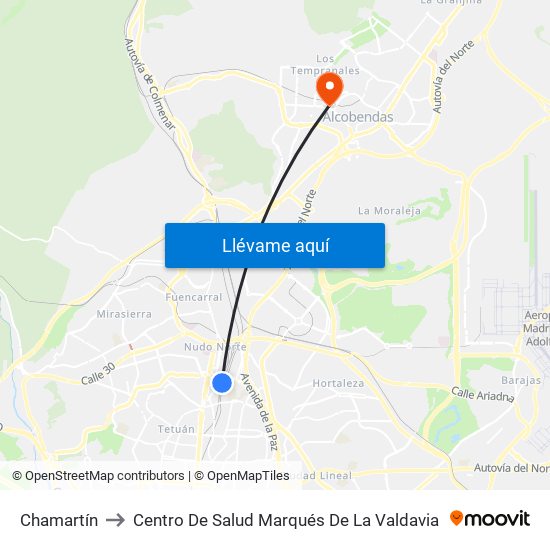 Chamartín to Centro De Salud Marqués De La Valdavia map