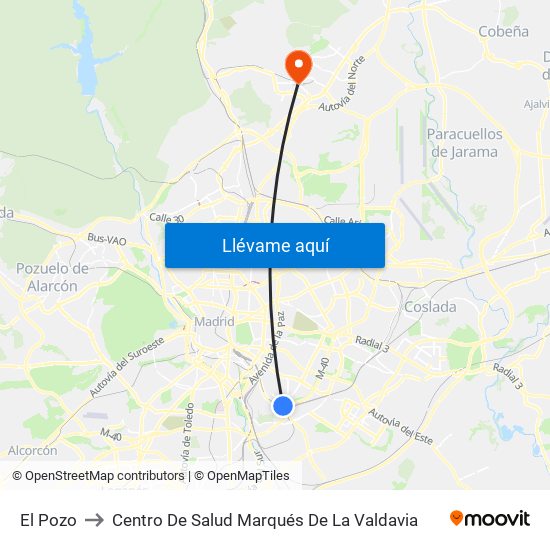 El Pozo to Centro De Salud Marqués De La Valdavia map