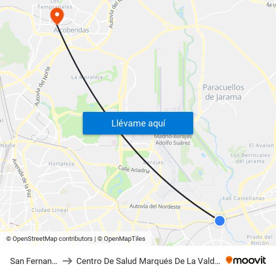San Fernando to Centro De Salud Marqués De La Valdavia map