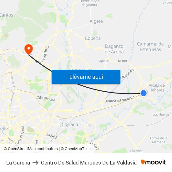La Garena to Centro De Salud Marqués De La Valdavia map