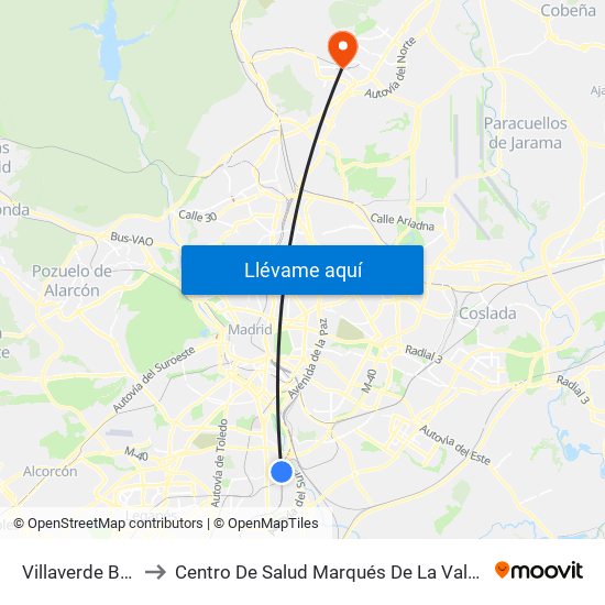 Villaverde Bajo to Centro De Salud Marqués De La Valdavia map