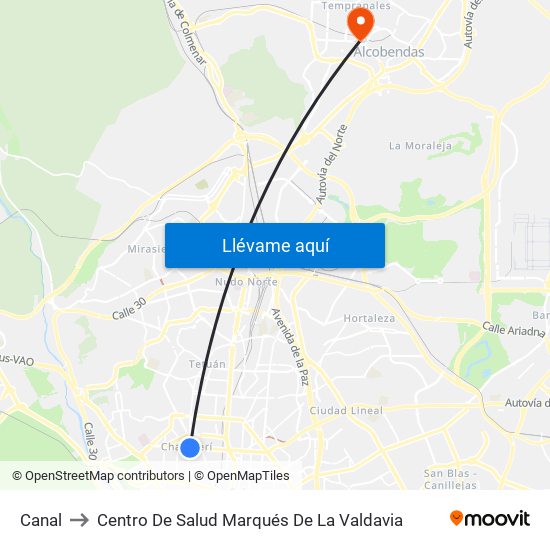Canal to Centro De Salud Marqués De La Valdavia map
