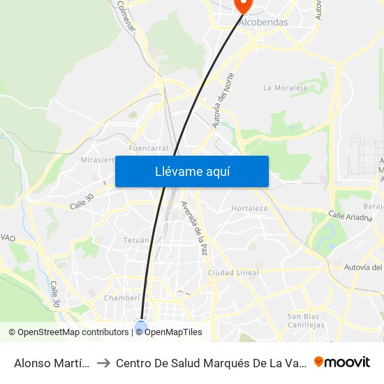 Alonso Martínez to Centro De Salud Marqués De La Valdavia map