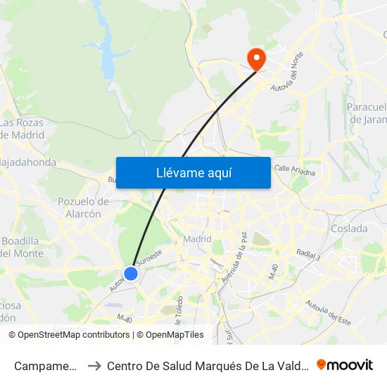 Campamento to Centro De Salud Marqués De La Valdavia map