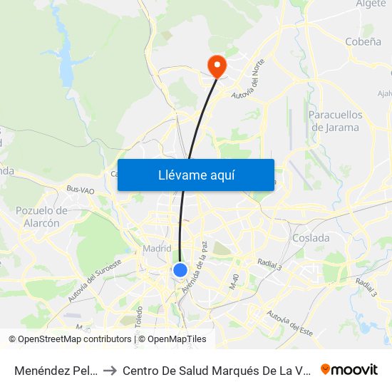 Menéndez Pelayo to Centro De Salud Marqués De La Valdavia map