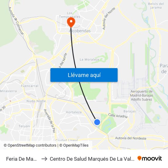 Feria De Madrid to Centro De Salud Marqués De La Valdavia map