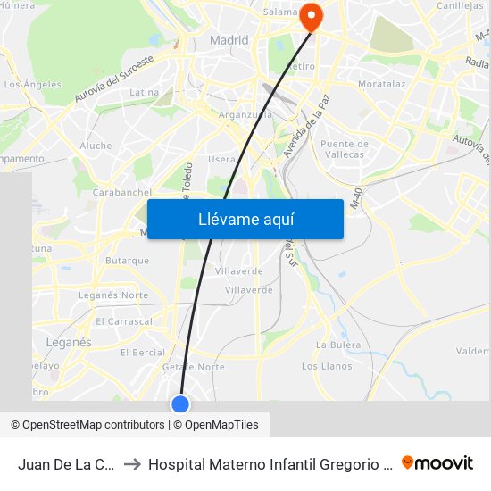 Juan De La Cierva to Hospital Materno Infantil Gregorio Marañón map