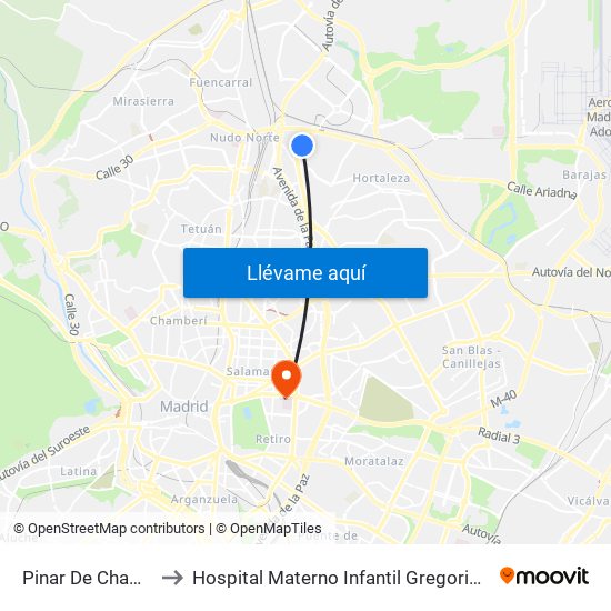 Pinar De Chamartín to Hospital Materno Infantil Gregorio Marañón map