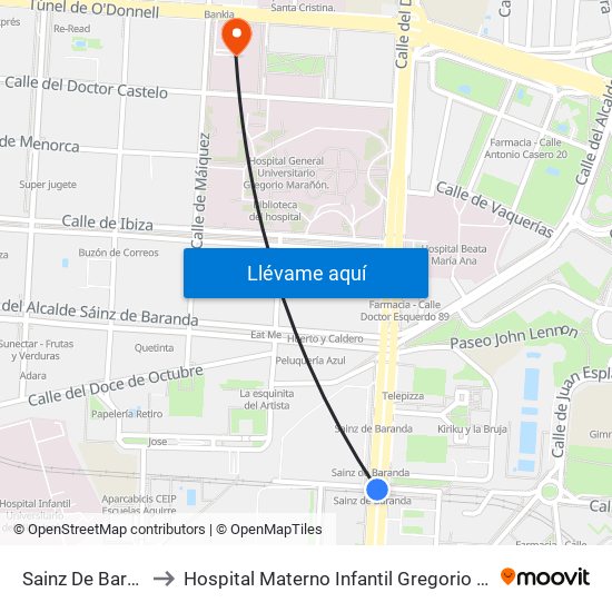 Sainz De Baranda to Hospital Materno Infantil Gregorio Marañón map