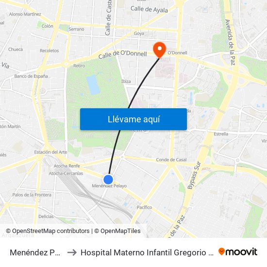 Menéndez Pelayo to Hospital Materno Infantil Gregorio Marañón map