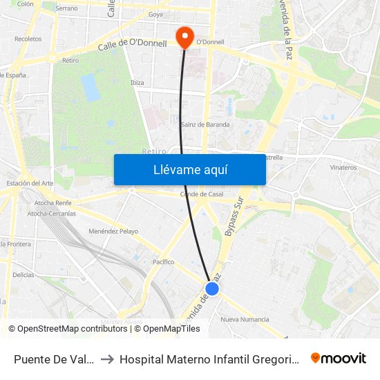 Puente De Vallecas to Hospital Materno Infantil Gregorio Marañón map