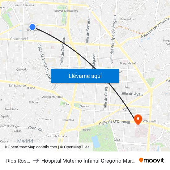 Ríos Rosas to Hospital Materno Infantil Gregorio Marañón map