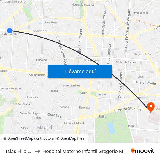 Islas Filipinas to Hospital Materno Infantil Gregorio Marañón map