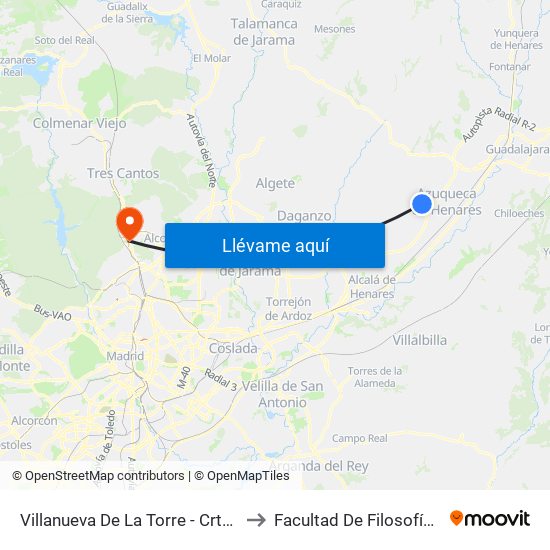 Ctra. Azuqueca, Villanueva De La Torre to Facultad De Filosofía Y Letras map