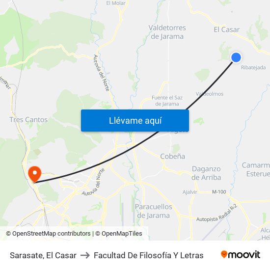 Sarasate, El Casar to Facultad De Filosofía Y Letras map