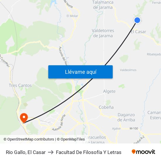 Río Gallo, El Casar to Facultad De Filosofía Y Letras map