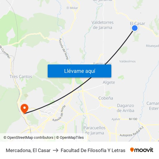 Mercadona, El Casar to Facultad De Filosofía Y Letras map