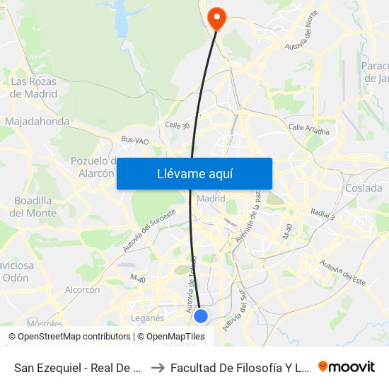 San Ezequiel - Real De Pinto to Facultad De Filosofía Y Letras map