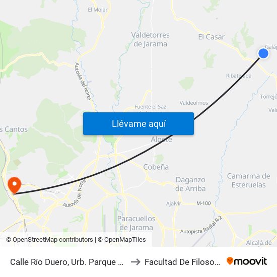 Calle Río Duero, Urb. Parque De Las Castillas to Facultad De Filosofía Y Letras map