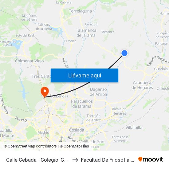 Calle Cebada - Colegio, Galápagos to Facultad De Filosofía Y Letras map